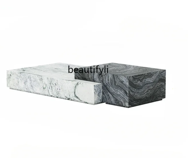 

X188 Natural Marble Coffee Table Living Room Modern Light Luxury Designer Imported Luxury Stone Creative Large Flat Italian Styl