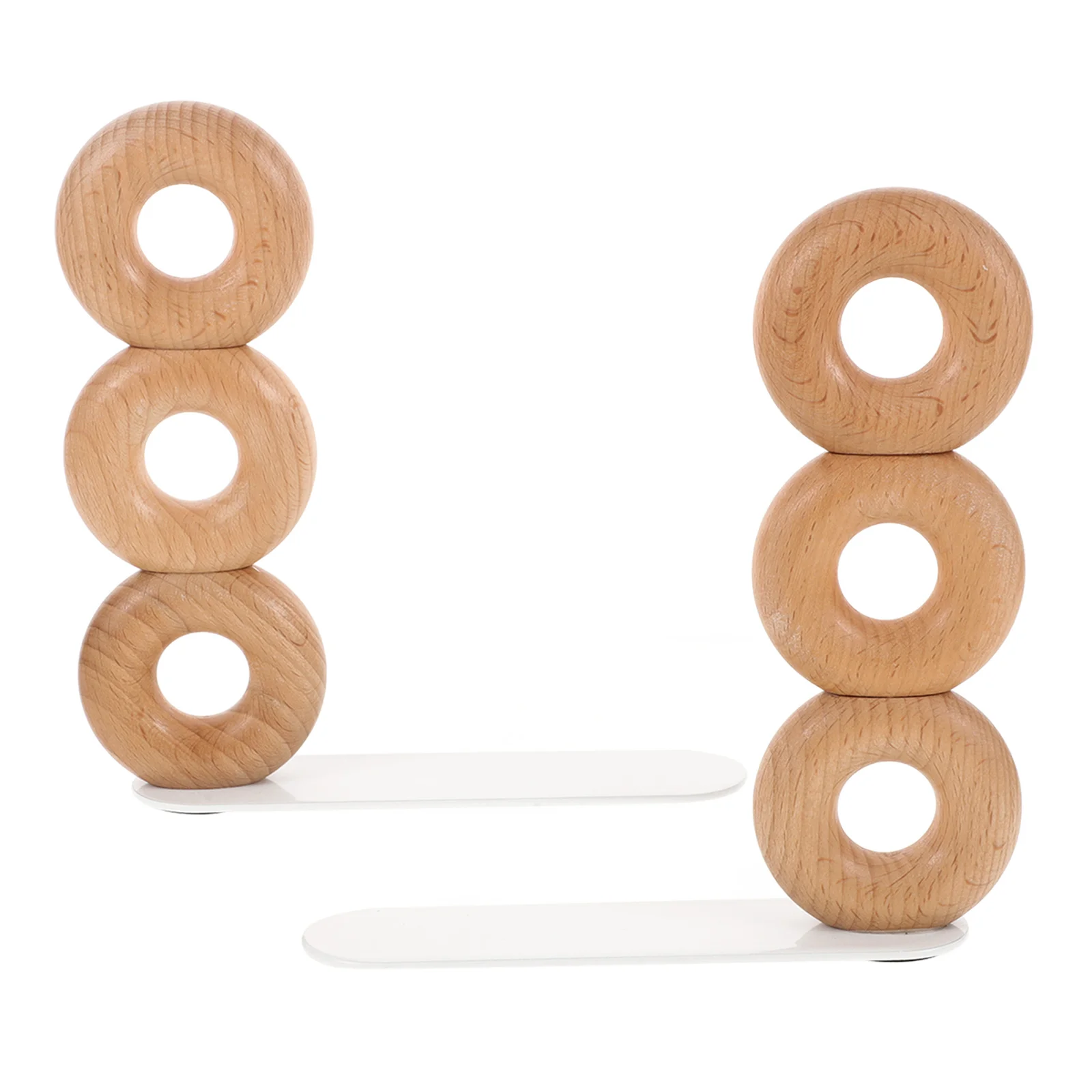 2pcs Wooden Bookends Smooth Surface Anti-scratch Desktop Shelf Organizer Rack Resistant Display Stand for Office