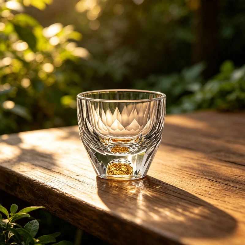 Copas de Vodka y Bourbon de 50 ml, Elegantes Copas de Vino con Lámina Dorada de Alta Gama, Copas de Whisky Pequeñas de Lujo con Forma de Diamante, Copas para Licores