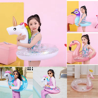Rooxin Inflatable Flamingo Pool Float Baby Swimming Ring Summer Beach Party Pool Toys Unicorn Swimming Circle Pool Accessories