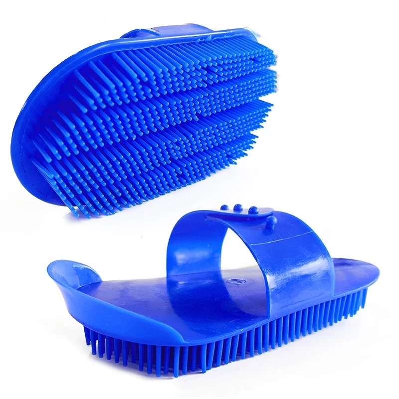 Tête de brosse à épousseter en plastique bleu, outil de livres de poussière, kit de toilettage de cheval avec sac, personnalisé en usine, 6 pièces