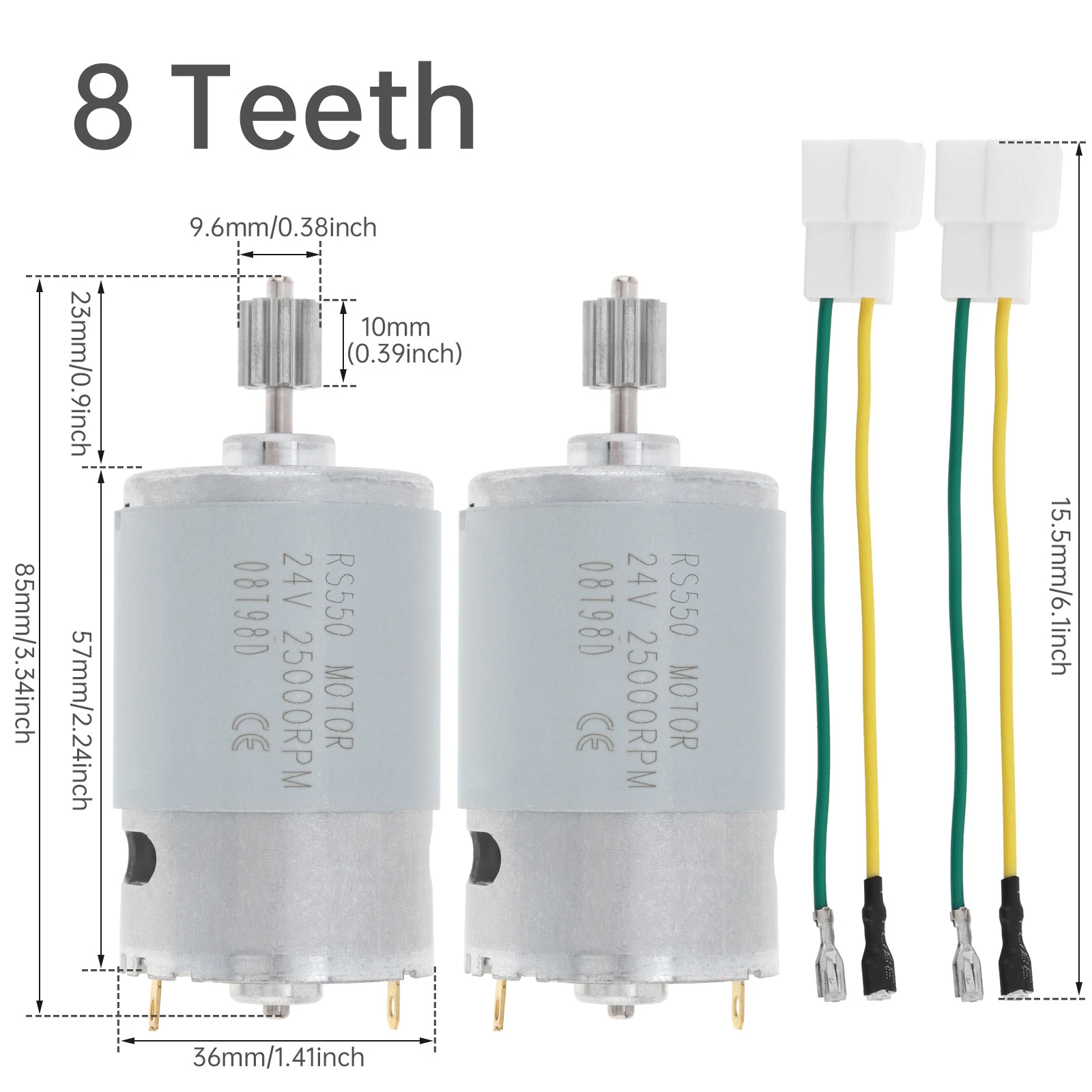 2pcs 8-19Teeth Children's Electric Car DC Motor RS550 24V 25000RPM High Speed Kid's Ride on Car Drive Motor Upgrade