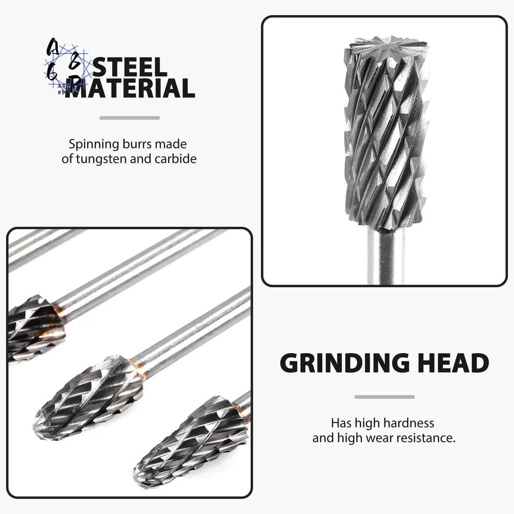 

A68P-10Pc 4 Inch Long Double Cut Solid Carbide Rotary Burrs Set 1/8 Inch(3Mm) Shank Twist Drill Bit For Rotary Tools
