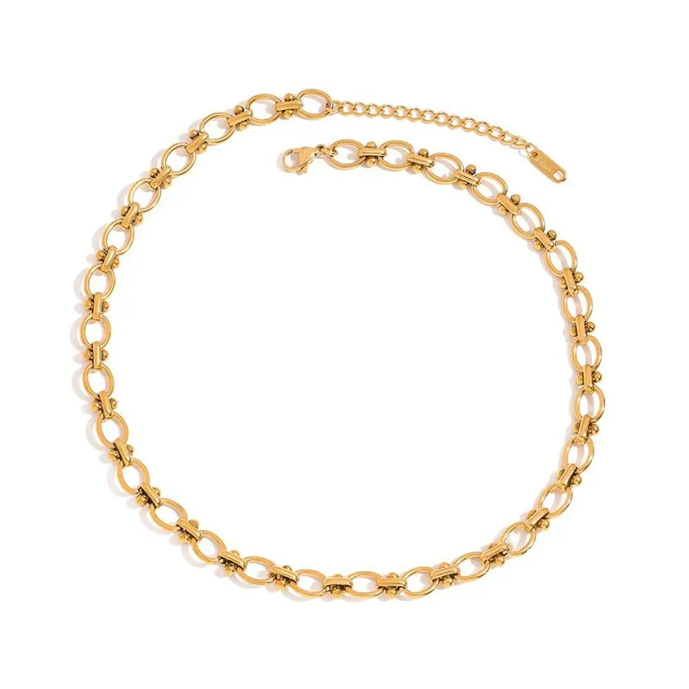 

18K Gold Plated Chain Necklace Minimalist Non-Tarnish Clavicle Necklace Hypoallergenic Stainless Steel Necklace for Women