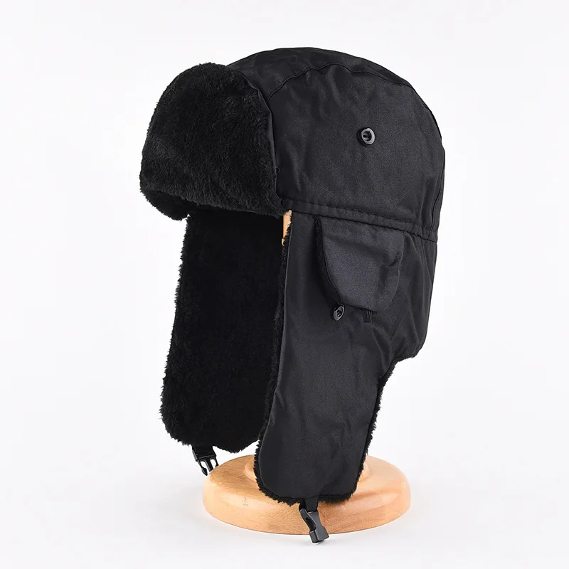 Unisex Men Women Russian Hat Trapper Bomber Warm Trooper Ear Flaps Winter Ski Hat Solid Fluffy Faux Fur Cap Headwear Bonnet