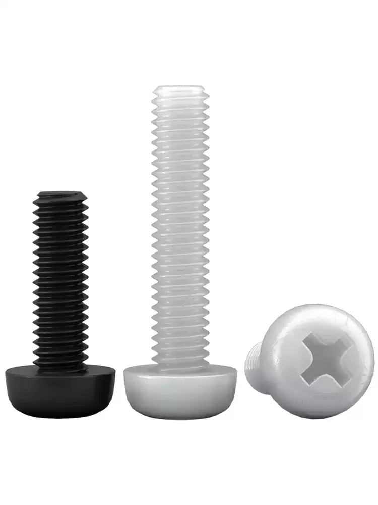M5 M6 M8  Black/White Nylon Plastic Phillips Pan Head Screws Insulated Phillips Pan Head Cross Round Screws Bolts