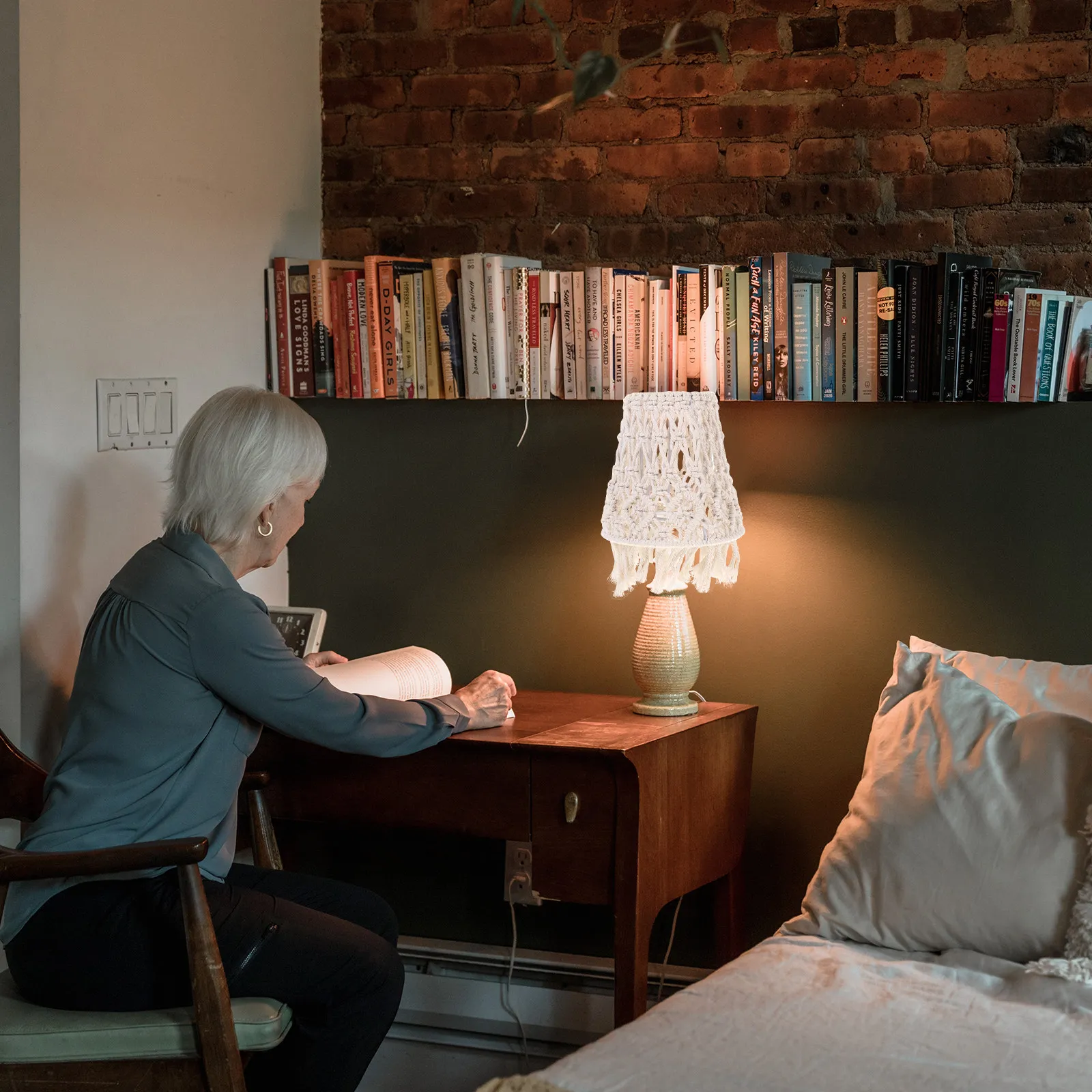 

Bohemian Lamp Shade Small Woven Cotton Rope Replacement Lampshade for Desk Table Light Cover Rustic Warm Atmosphere Home Hotel