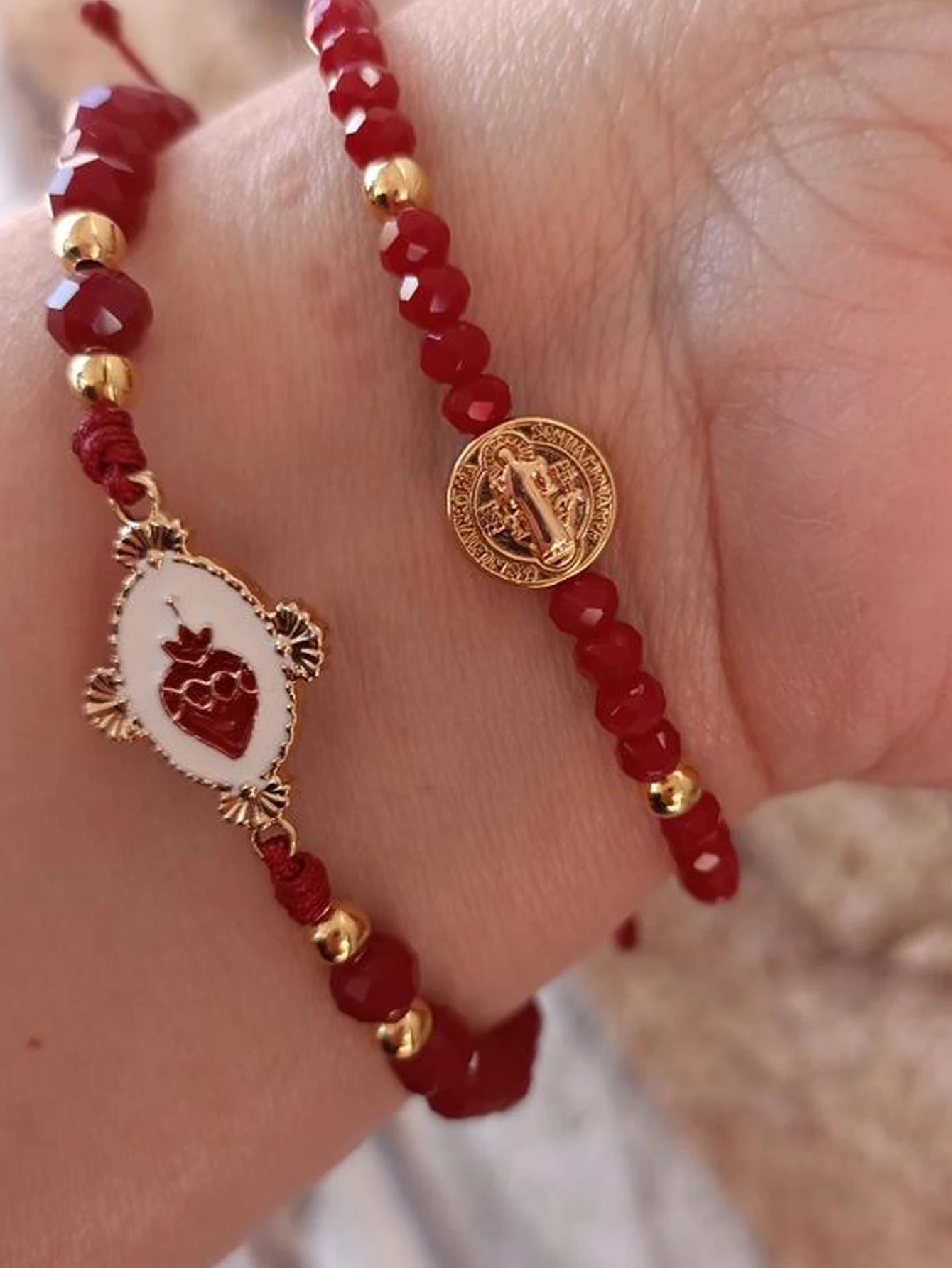 2 قطع سحر الأحمر الاصطناعي كريستال الخرز لطيف الفراولة الصليب كريستال قلادة المرأة سوار مجموعة تاريخ المجوهرات اليومية #1