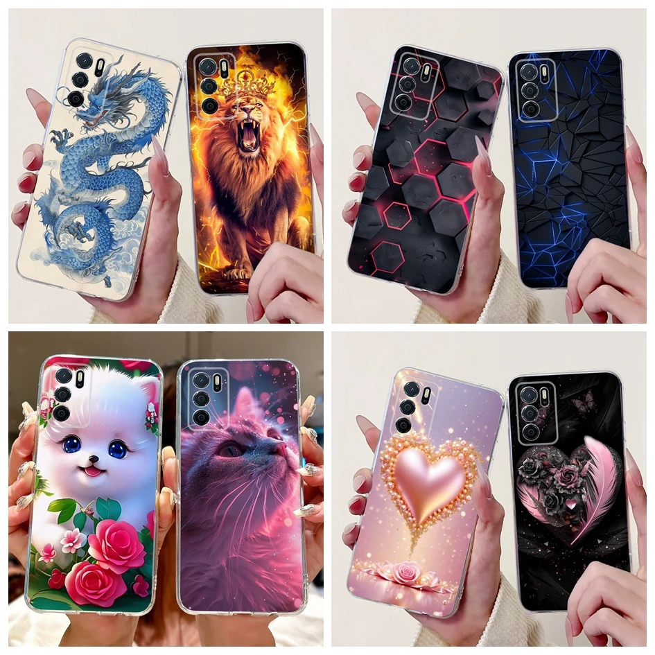 Silicone Case For OPPO A16 Cover CPH2269 Marble Phone Cases Dragon Lion Soft TPU Back Cover For OPPO A16S A54S 4G CPH2273 Fundas