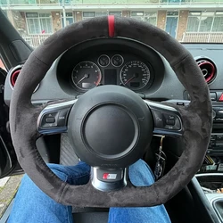 Car Steering Wheel Cover Anti-Slip Suede Leather Steering Wheel Braid For Audi TT TTS (8J) 2006-2014 A3 S3 (8P) Sportback R8 42