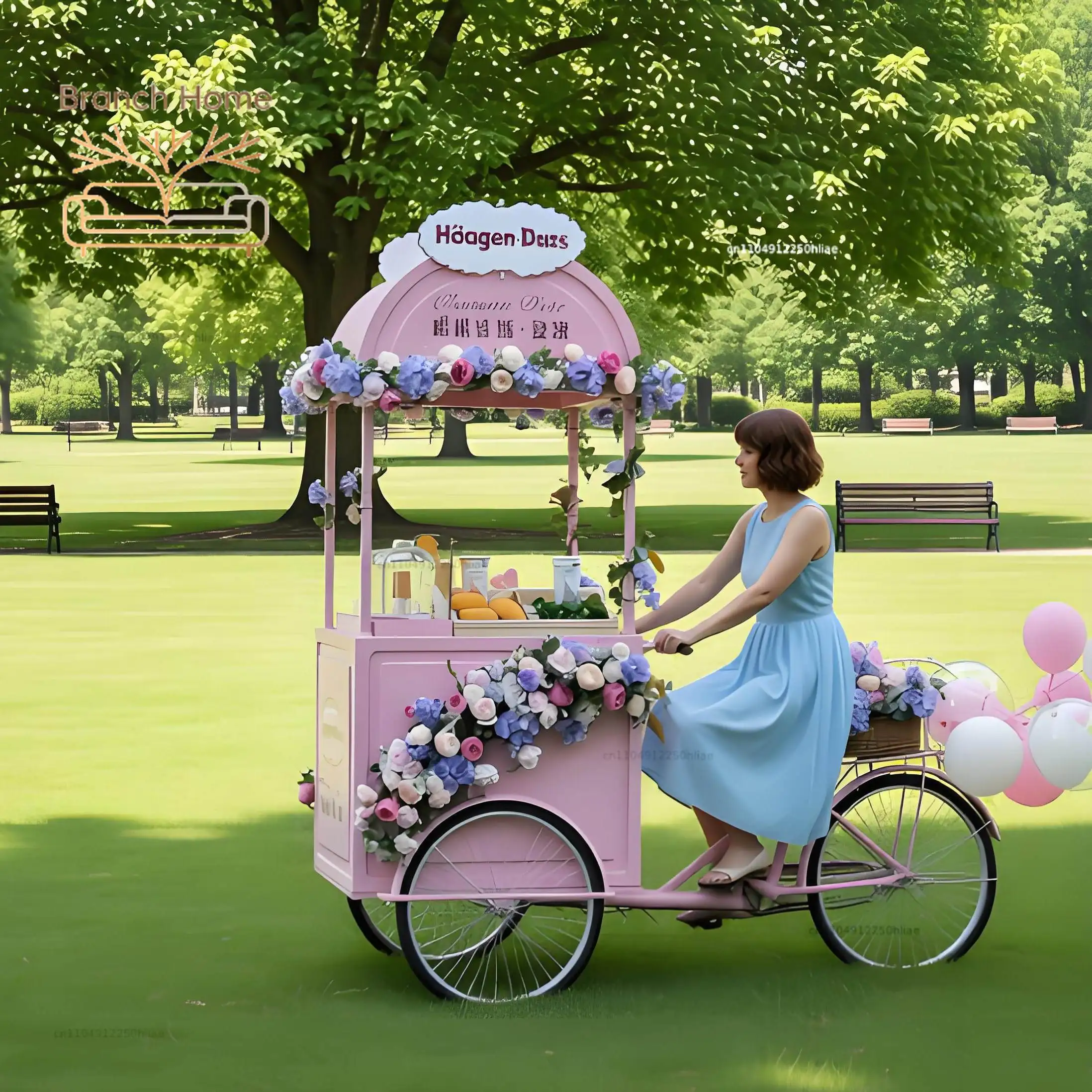 Setting up a stall mobile float romantic floral atmosphere full of ease to create an eye-catching booth
