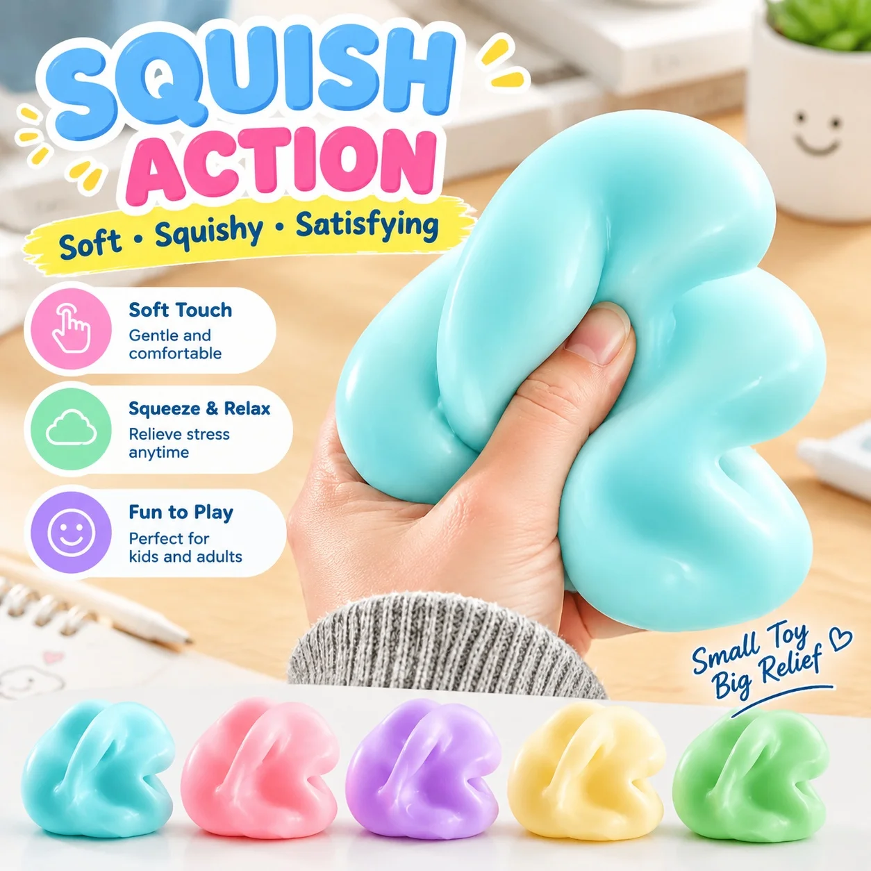 Sea Blue Maltose Squishy Toy Kneadable Stress Relief Venting Powder Coated Slow Rising Fidget Toy Educational Fun Squishy Toy