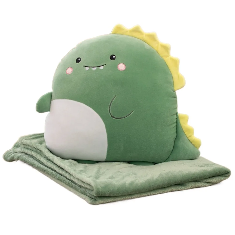 

Flannel Cartoon Pillow Quilt Soft Storage Design Animal Pillow Blanket Stuffed Comfortable 2 In 1 Cushion Blanket Afternoon Rest