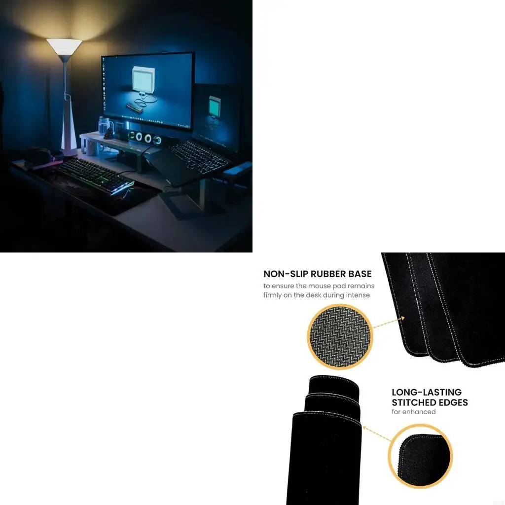 

896F Большой настольный коврик для геймеров с помощью резинового основания плавное отслеживание сшитых сшитых краев