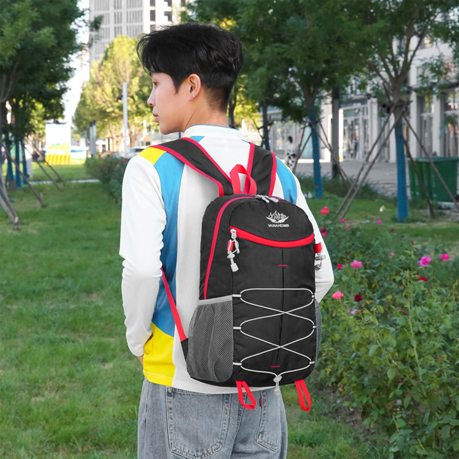 25L Foldable Outdoor Backpack Large Capacity Lightweight Hiking Bag with Rainproof Design and Reinforced Straps for Traveling