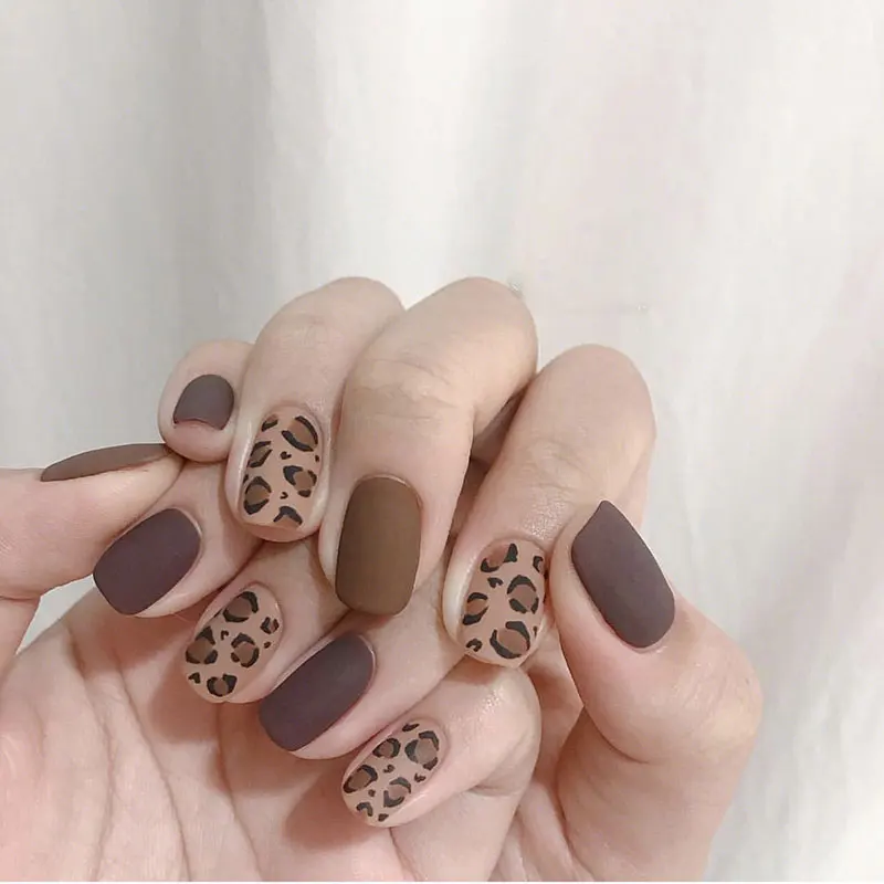 14pcs/box leopard print nail stickers waterproof long-lasting European and American nail stickers pregnant women can use nail ar