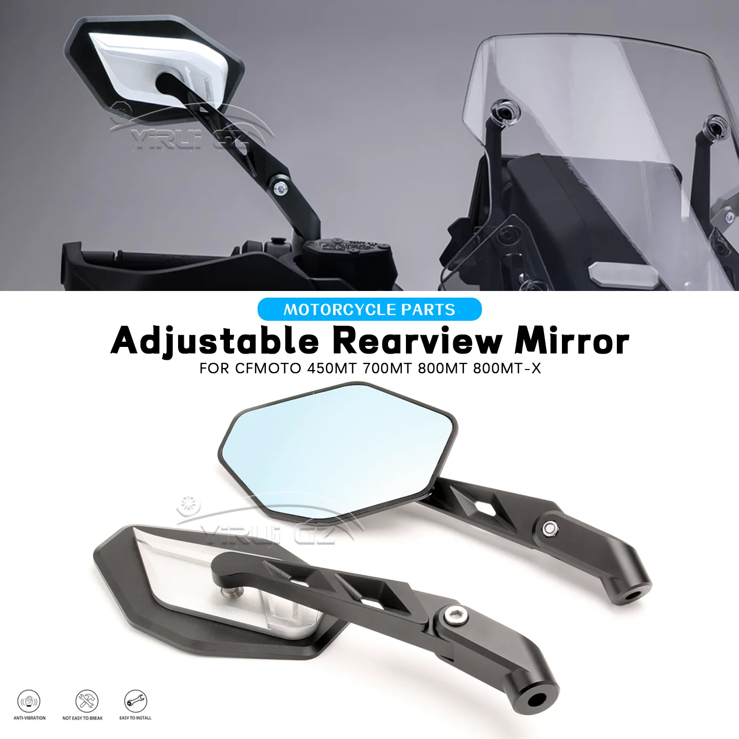 

New CNC Aluminum Foldable Rearview Mirror Adjustable Side Mirror FOR CFMOTO 450MT 700MT 800MT 800MT-X NEW Motorcycle Accessories