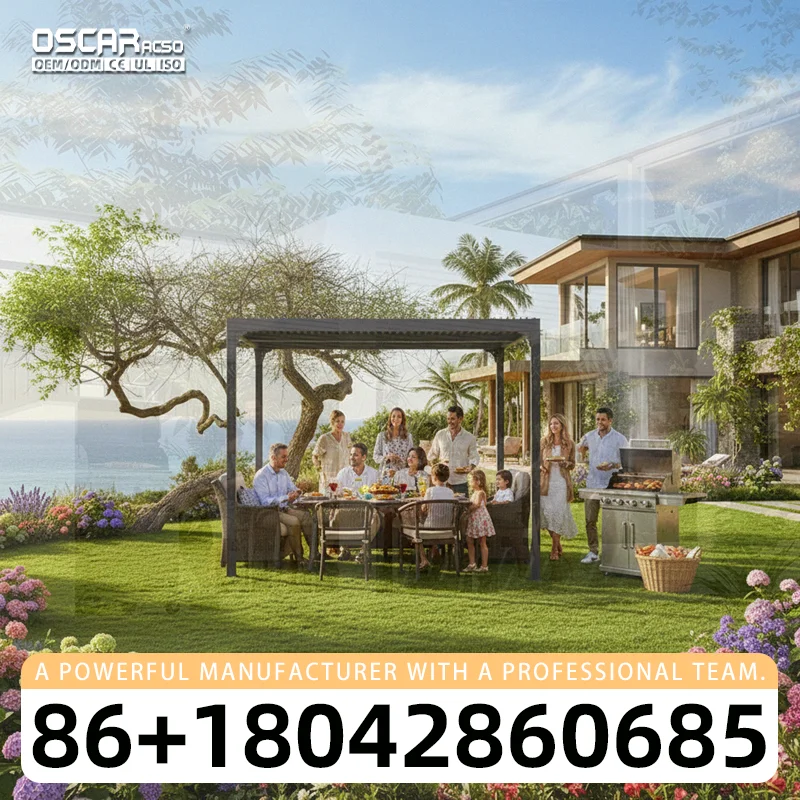 Outdoor Motorized Opening Retractable Patio Awning for Garden Customizable Usage in Backyard and Balcony pergola