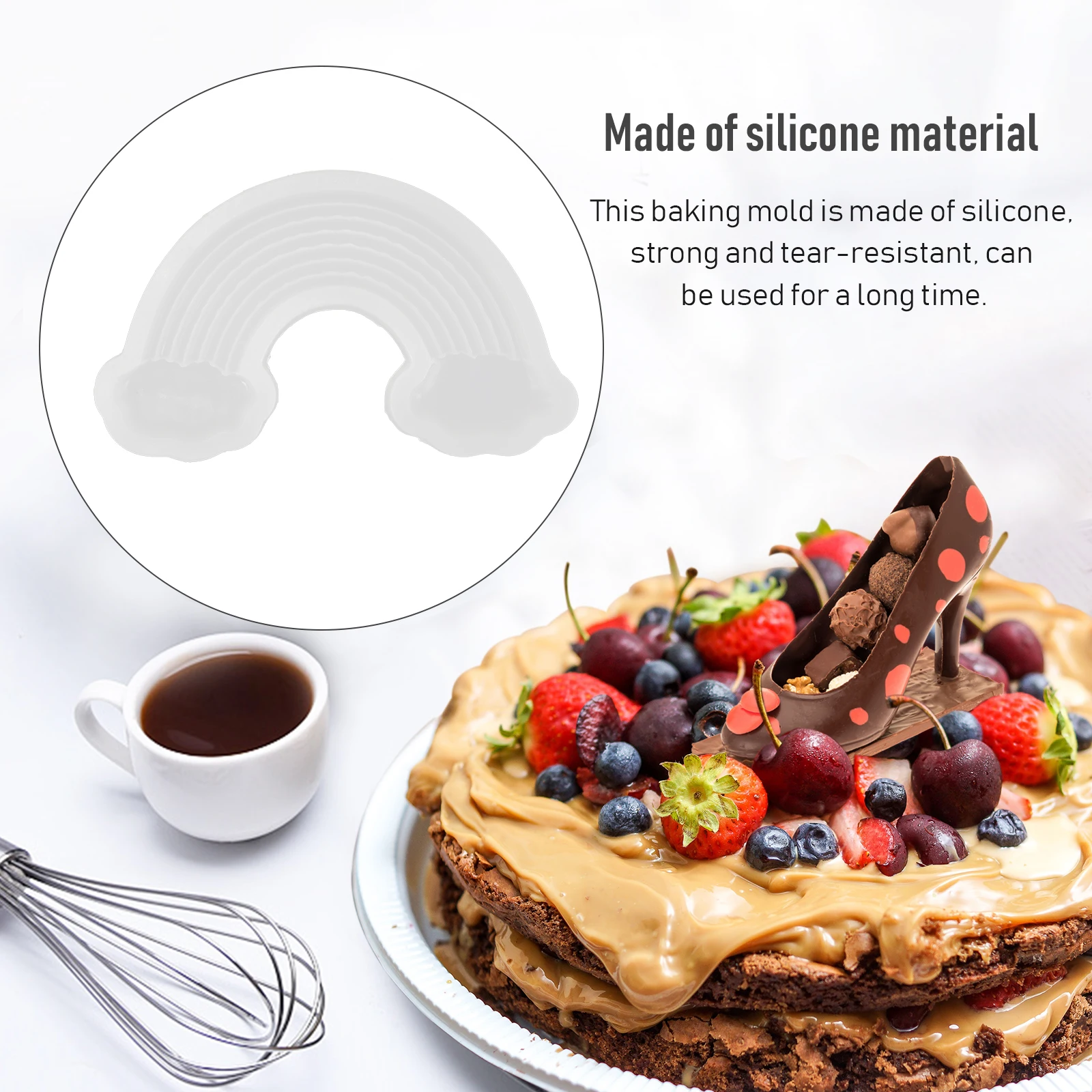 

Rainbow Cloud Mold Silicone Chocolate Candy Cookie Baking Fondant Pendant NonStick Heartwarming Pastry Tool Creative Design