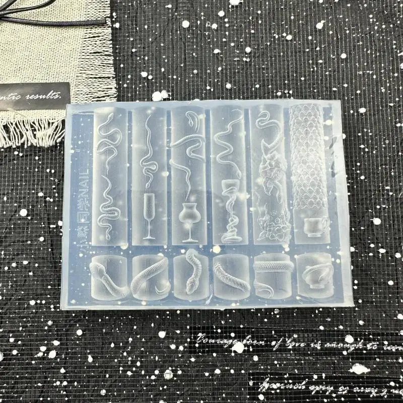 ثلاثية الأبعاد ثعبان قالب من السيليكون مسمار الفن الديكور DIY بها بنفسك زهرة الورد تصميم قوالب أظافر شفافة مانيكير تصميم أداة مجوهرات الحرف