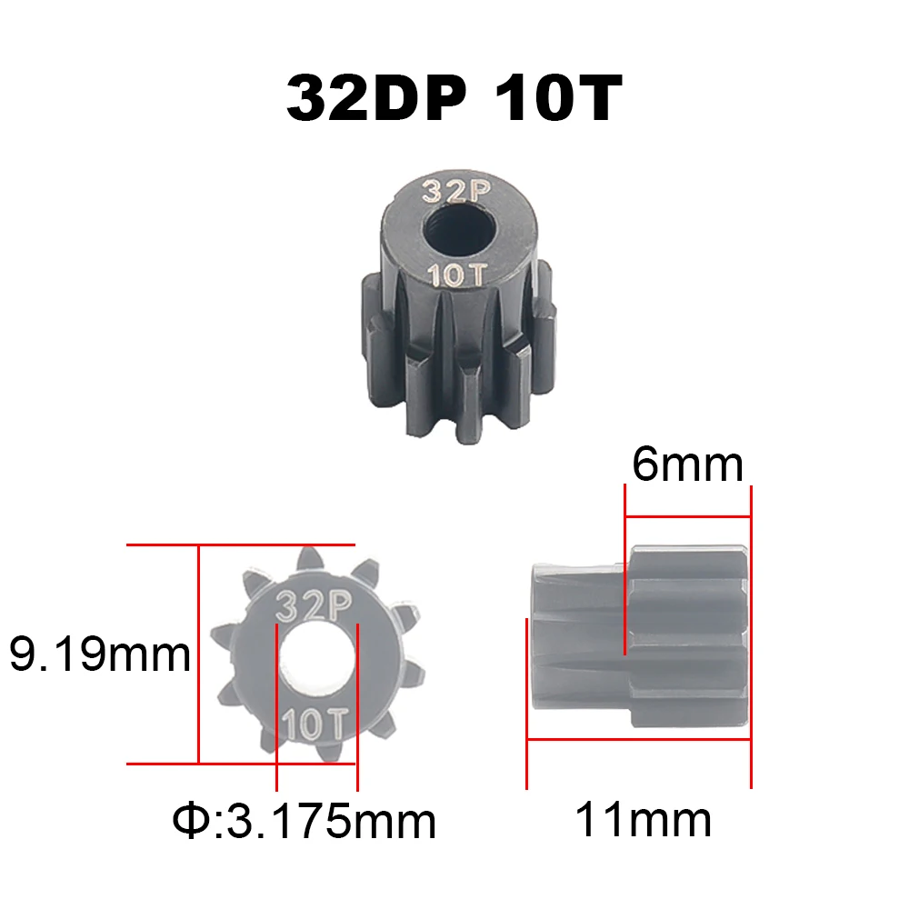 PYFORE Motor Gears 32P 0.8M 3.175mm Aperture 10T - 24T for 1/10 1/8 RC Model Car Buggy Truck Crawler Accessories