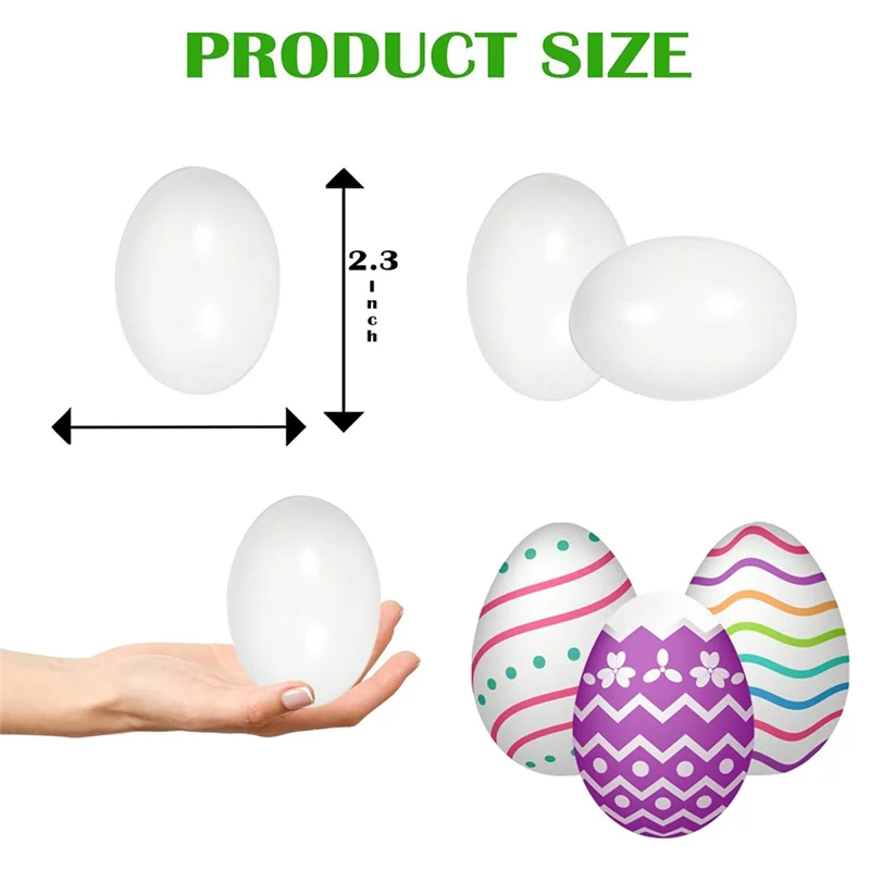 A26F-Ovos falsos de madeira Uova de madeira branca, perfeitos para artesanato de Páscoa, decoração e caitos de ovos, 2,3 polegadas (pacote com 6)