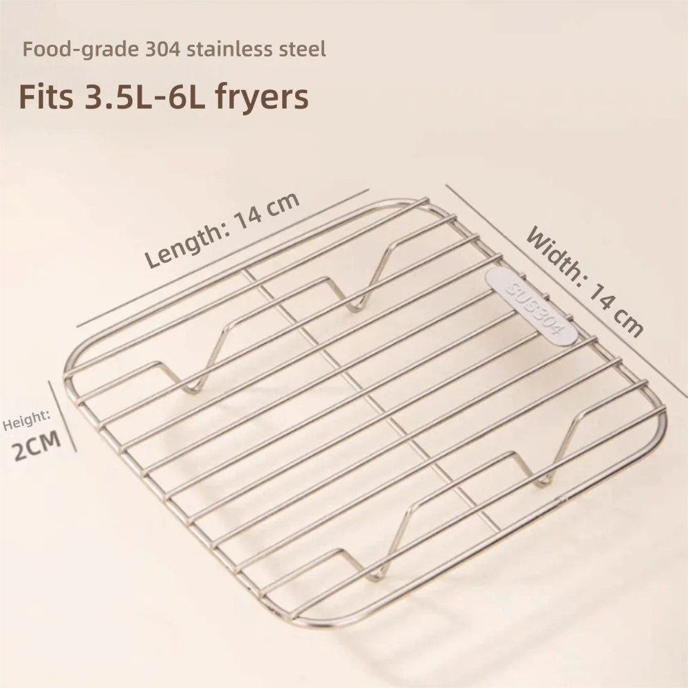 Rond vierkant kookrek 304 roestvrij staal met voet Luchtfriteuserek Dikker rooster Grill Thuiskeuken Oven Stoomkoker