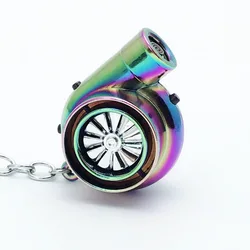 USB Charge LED Mini Turbocharger Keychain Turbo Spinning Turbine Key Chain Turbine Turbocharger Key Ring Holder Car Keyring