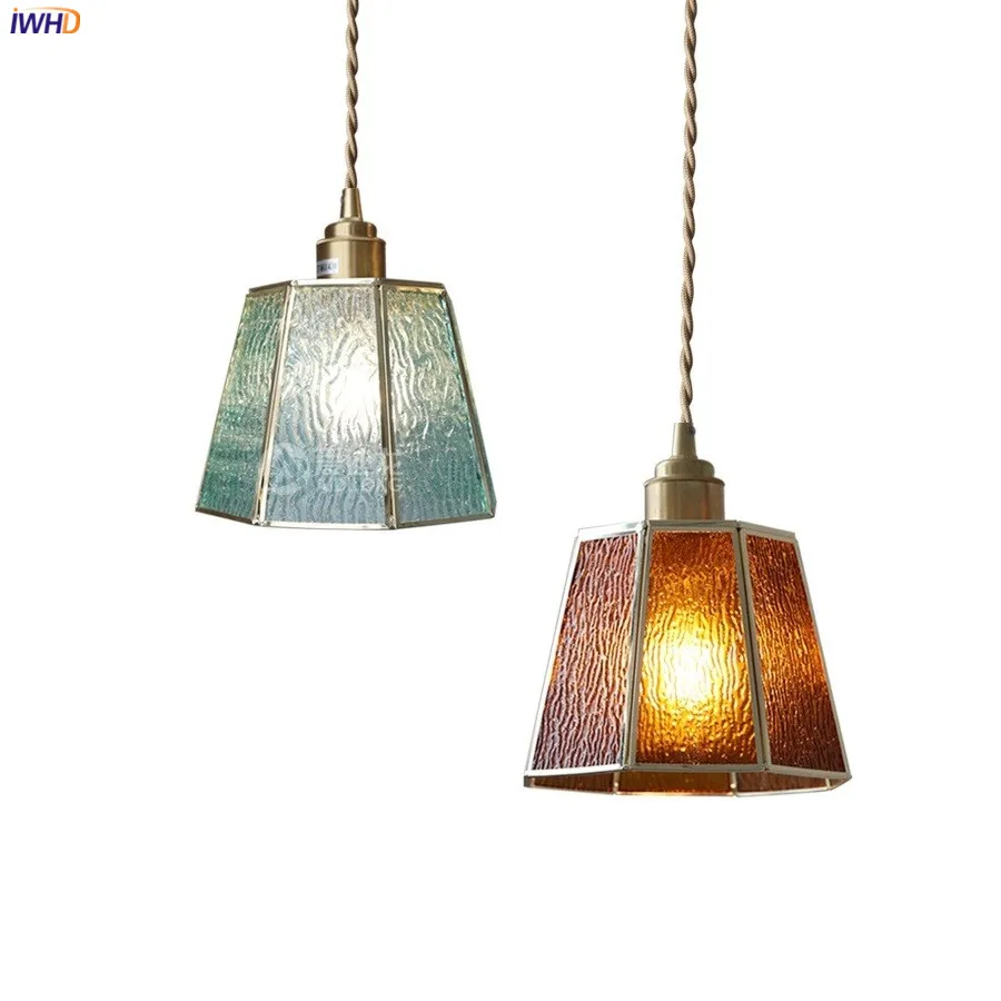 

Американские винтажные стеклянные подвесные светильники IWHD, комнатное украшение для спальни, столовой, гостиной, Современная Подвесная лампа в скандинавском стиле