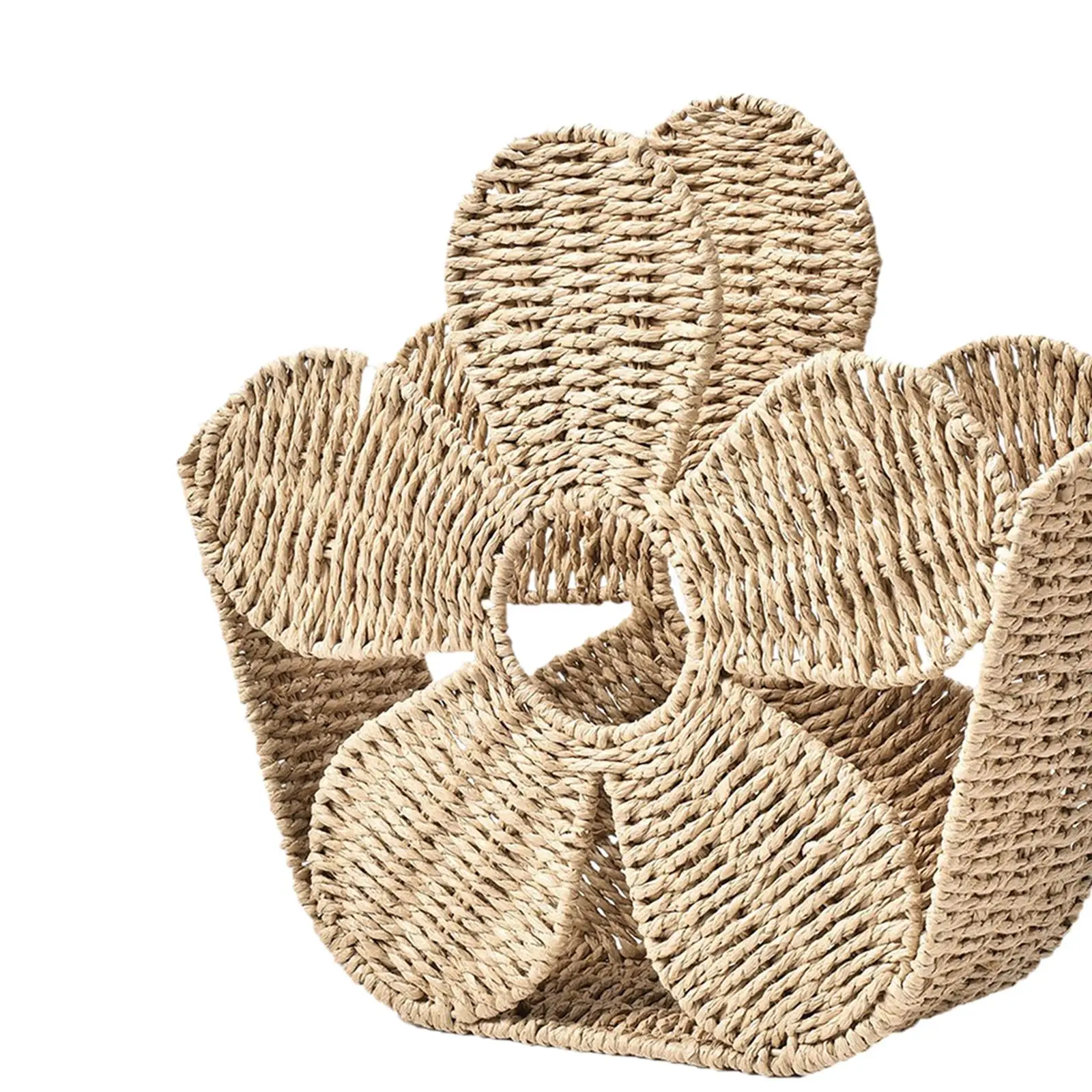 Magazine Rack Display Stand Handwoven Newspapers Holder Modern Practical Magazines Basket Bin Boho for Desk Living Room