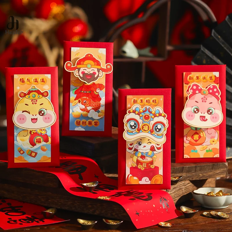 2/4/6Pcs Chinese Snake Year Red Envelopes Creative Spring Festival Red Packet Traditional New Year Lucky Money Pockets Gifts