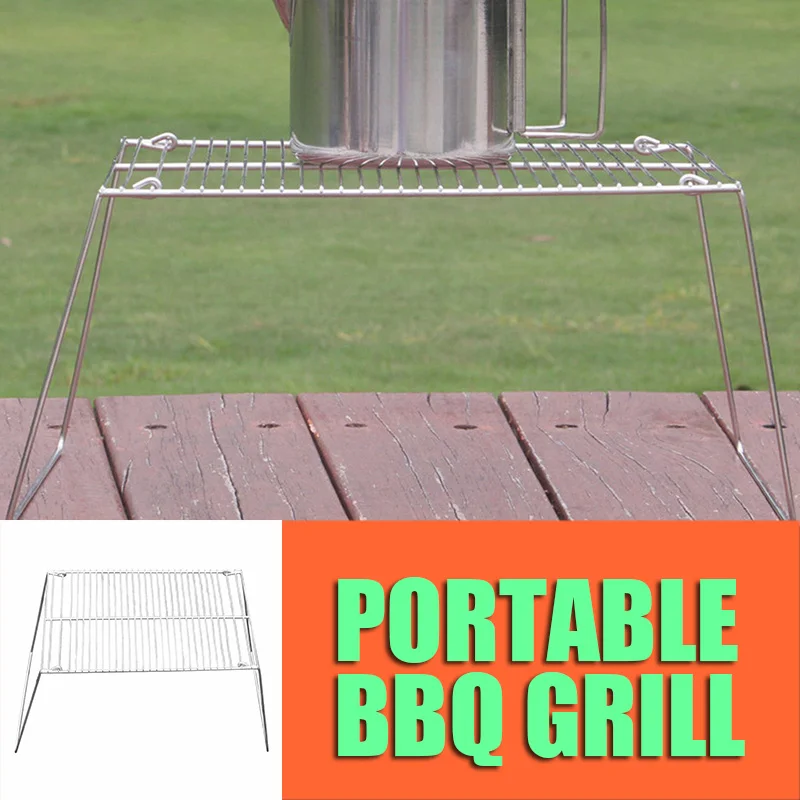

Portable Grill for Camping Stainless Steel Mini BBQ Tools Outdoor Barbecue Accessories Portable BBQ Mesh Barbecue Silver Tools