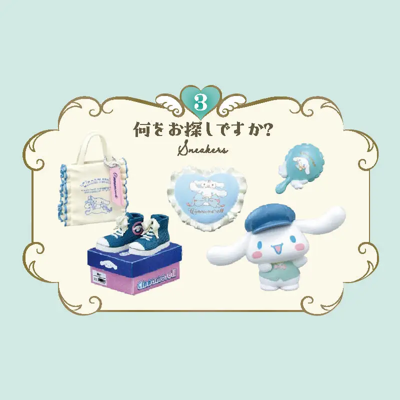 6 teile/satz Echte Re-Ment Sanrio Cinnamoroll Miniatur Szene von Fashion Store Anime Action Figur Modell Spielzeug Geschenk für Geburtstag