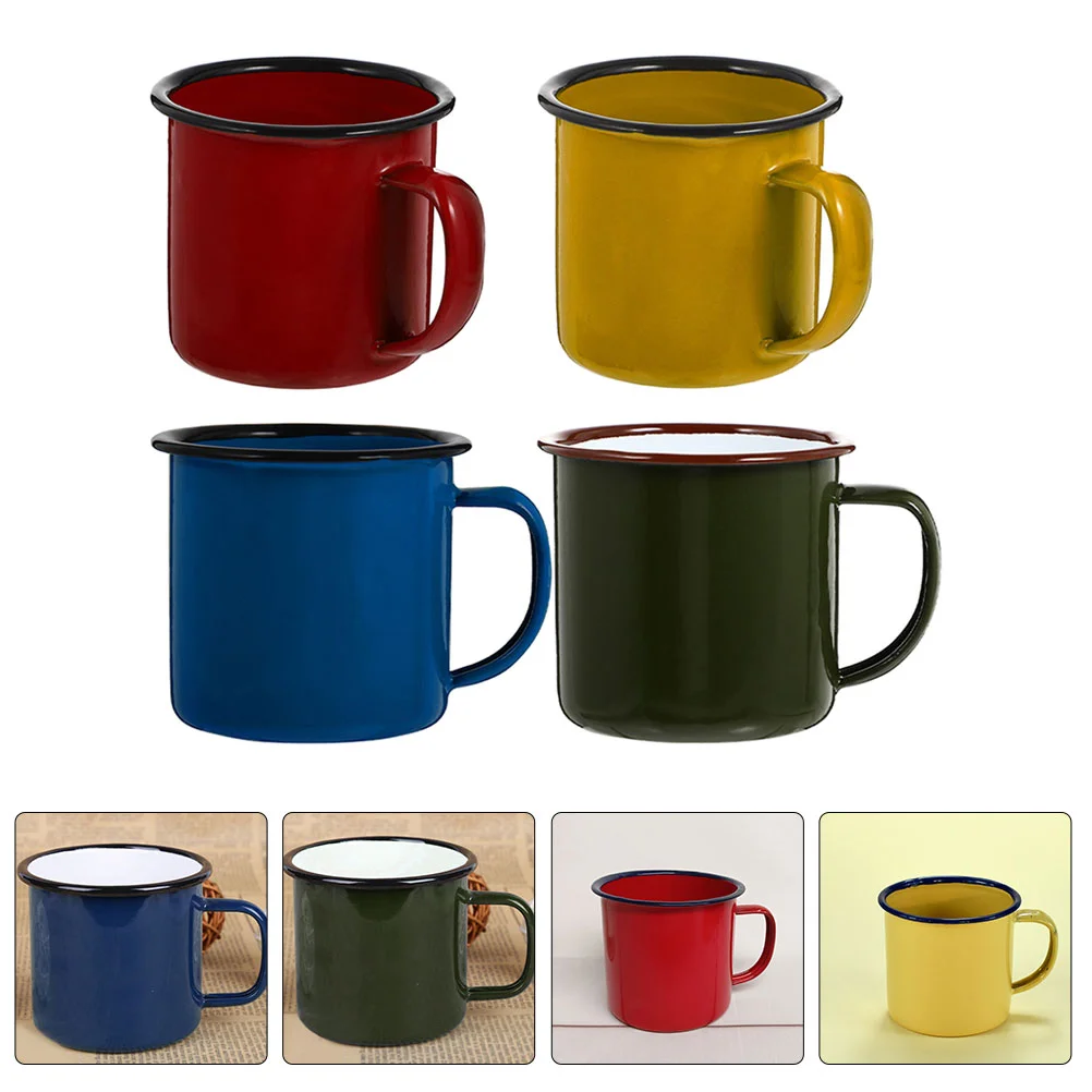 4 Pcs Colored Enamel Mug Water Cup Espresso Glasses Portable Coffee Party Ceramic Cups Supplies Thickened Accessories Retro