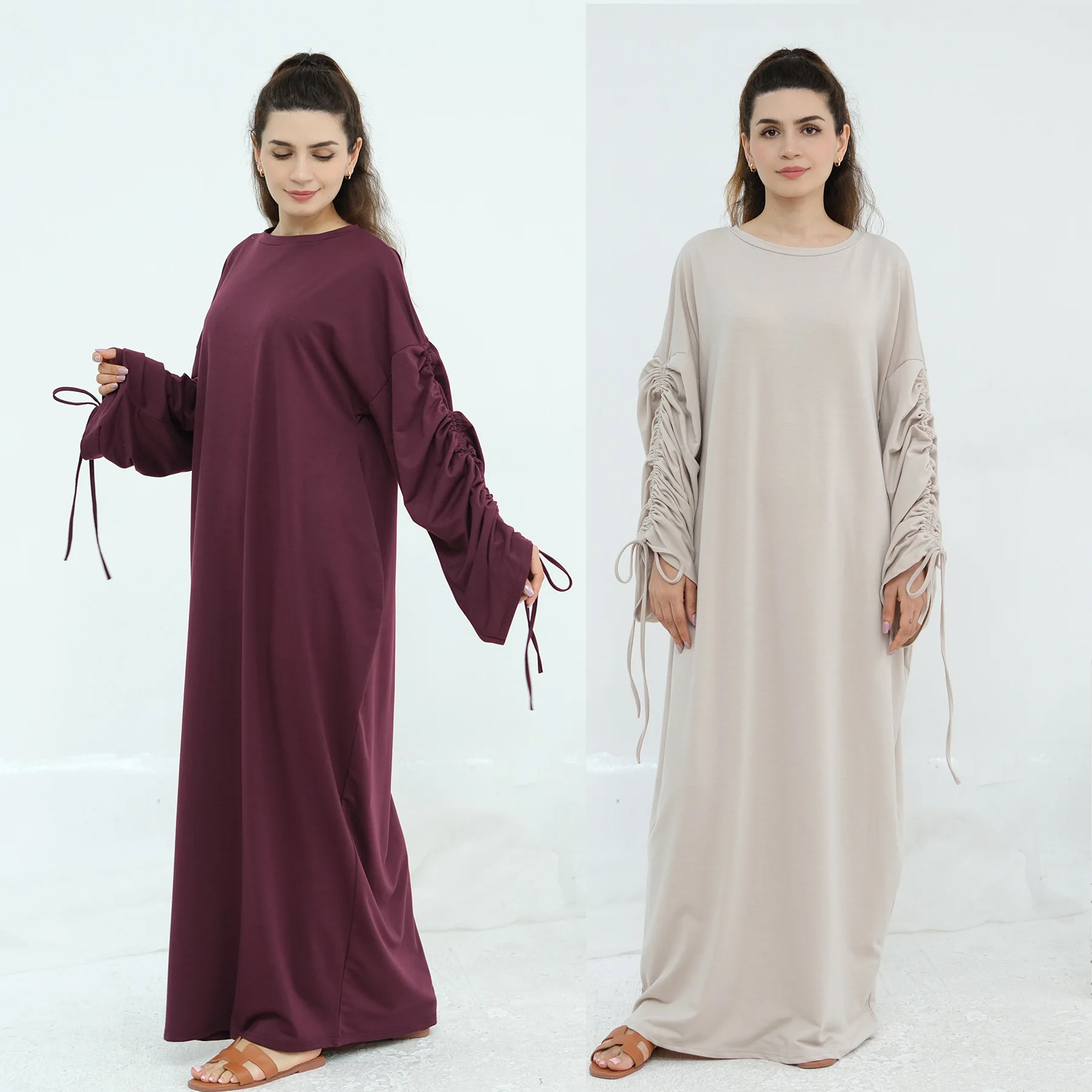 

Luxury Dubai Abaya Muslim Drawstring Cuff Party Dress Plain Abayas for Women Kaftan Robe Ramadan Eid Islamic Clothing Jalabiya
