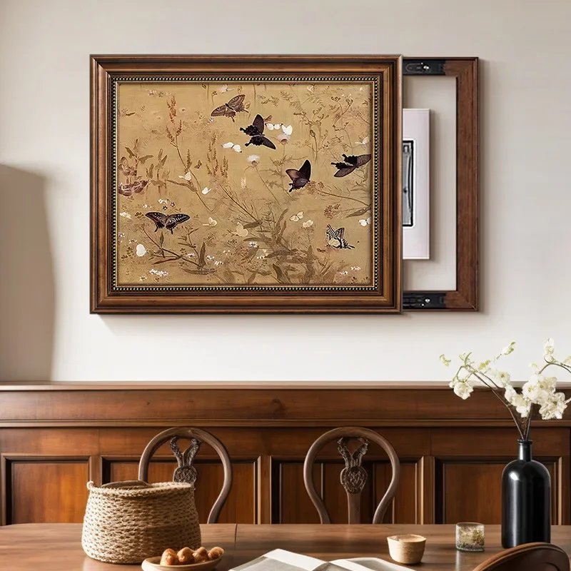 French antique style living room meter box decorative painting dining room entrance retro push-pull hanging painting