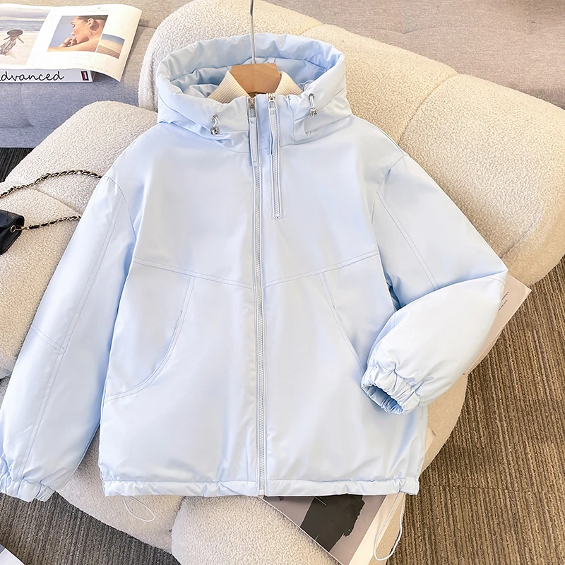 

Модная простая свободная верхняя одежда, женская трендовая зимняя однотонная куртка 2025 года, универсальное повседневное хлопковое пальто для женщин