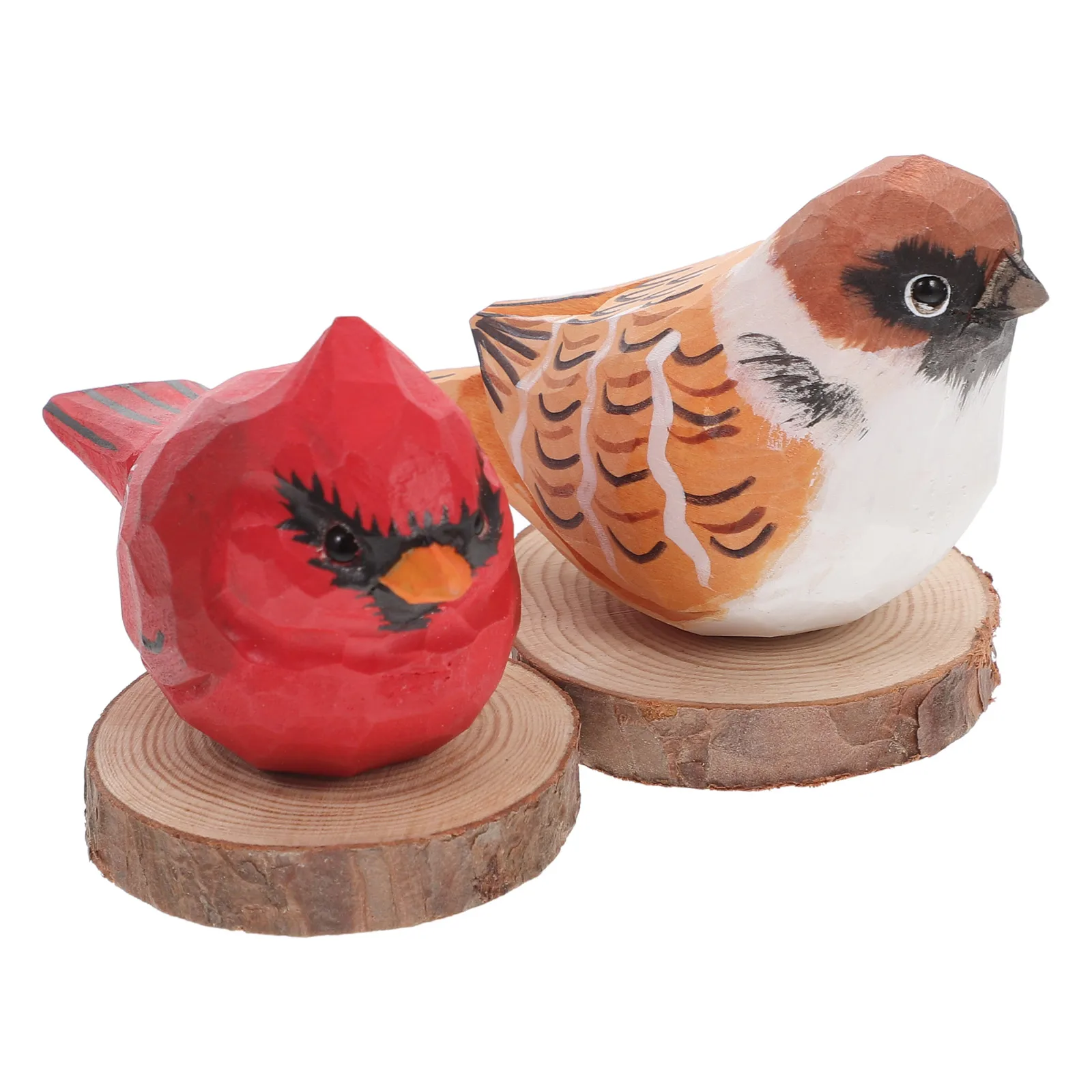 

2Pcs Red Cardinal Wooden Bird Carvings Handcarved Nature-Inspired Decor Pieces for Garden Shelf Mantle Attractive Home Ornaments