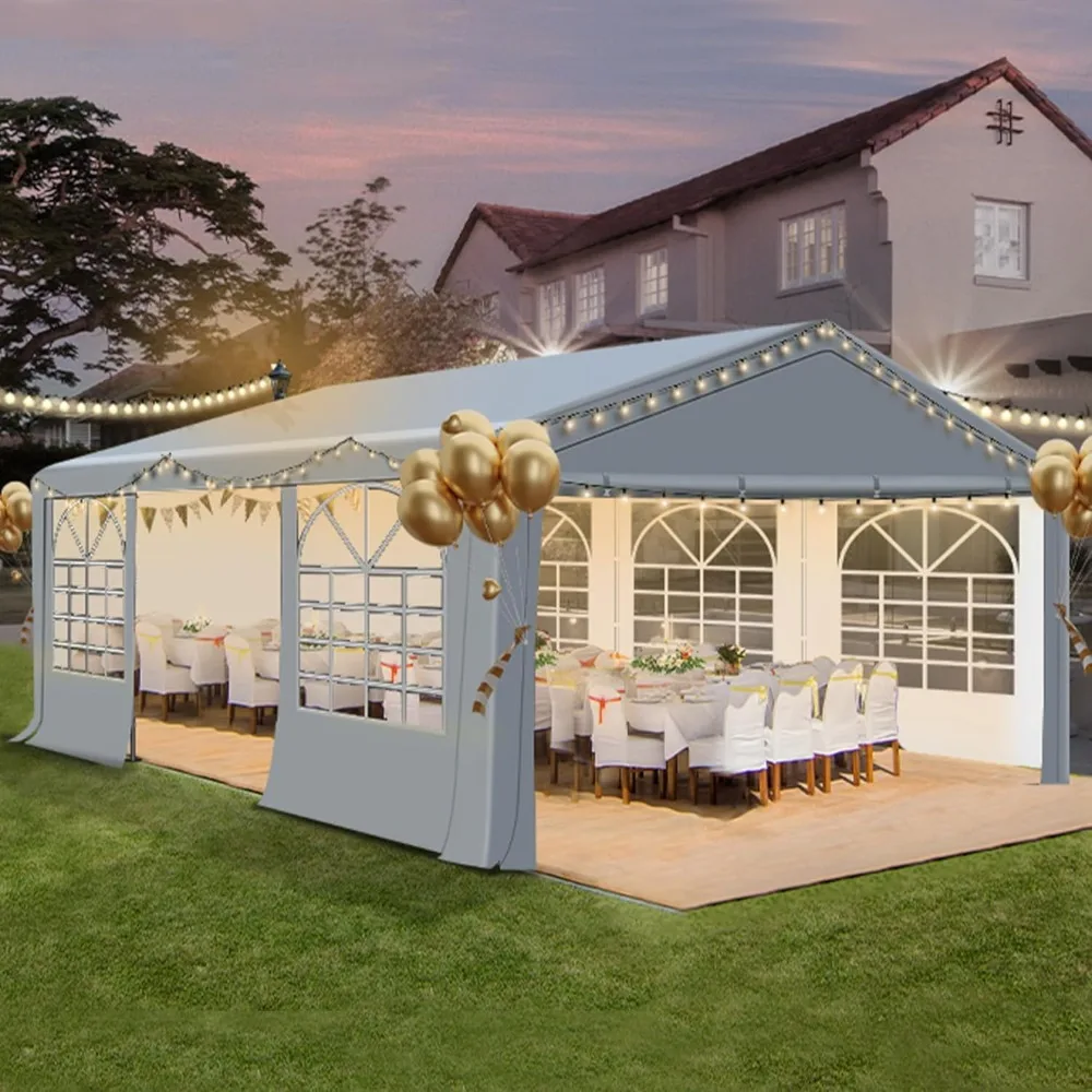 

Canopy Party Tent, Heavy Duty Wedding Tent with Removable Sidewall & 4 Sand Bags, Outdoor Event Tent for Wedding,