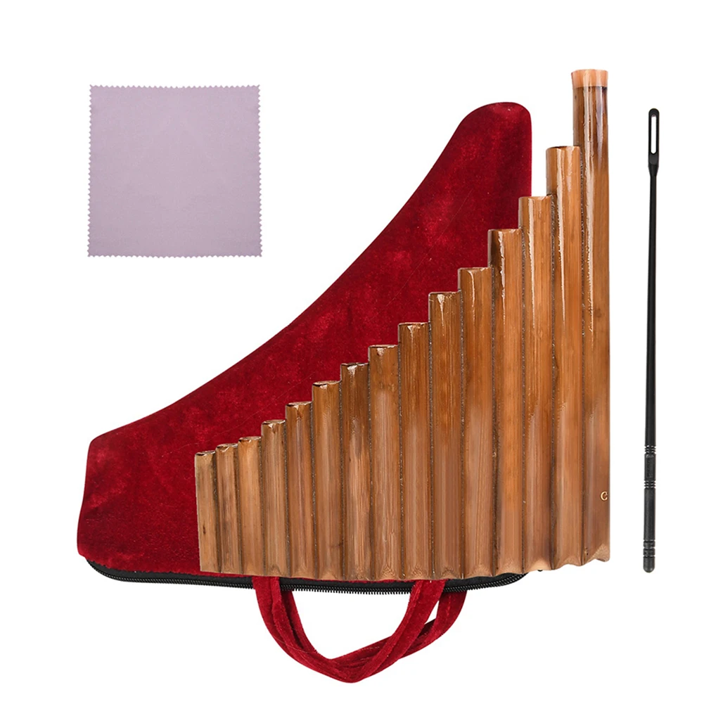 Pan Flute 15 Pipes Natural Bamboo Wind Instrument for Beginner Muisc Lover Practice Trainng Musical Instrument