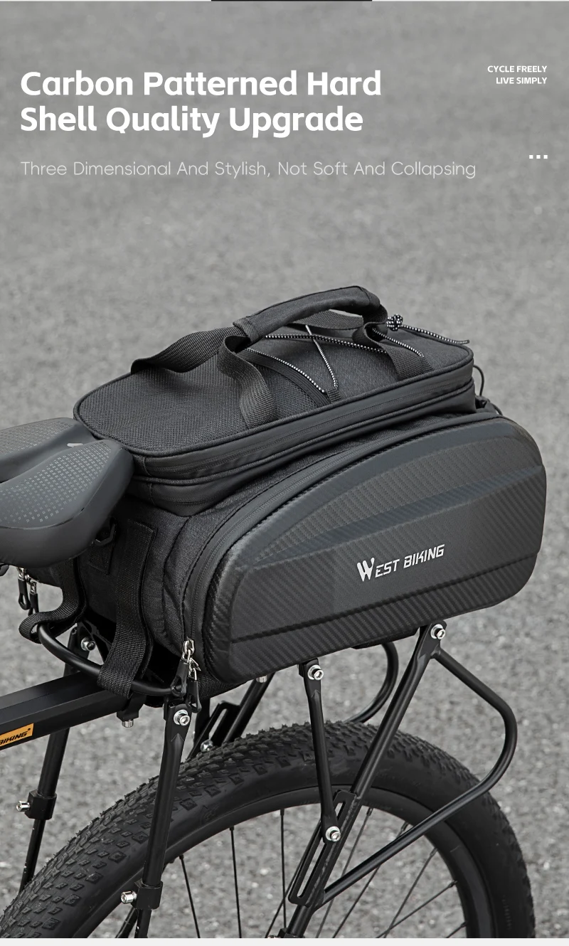 WEST BIKING Multifunktionale Fahrrad-Gepäckträgertasche 17/31L Erweiterbare Hartschalen-MTB-Fahrrad-Heckträgertasche Wasserdichte Schultertasche – Detail 9