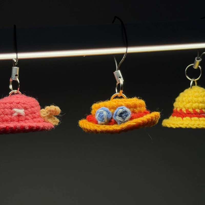 Anime Ace Chopper Cosplay Keychain Luffy Straw Hat Backpack Pendant Hand Woven Phone Chain Keyring Accessories
