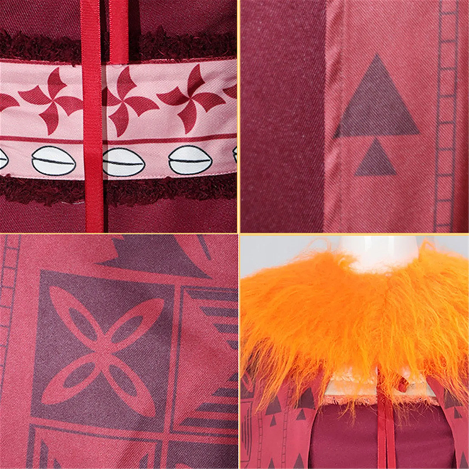 أزياء ماتانجي التأثيرية عباءة حمراء وحزام ملابس للبالغين لحفلات الهالوين الكرنفالية