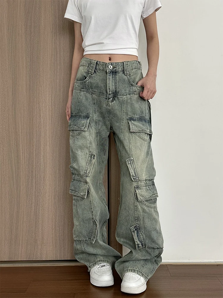 Masdren الأمريكية الرجعية عمال الدنيم السراويل الرجال فضفاضة تناسب متعدد كيت كلينفيت السراويل الطويلة عارضة الشباب Faion الجينز #4