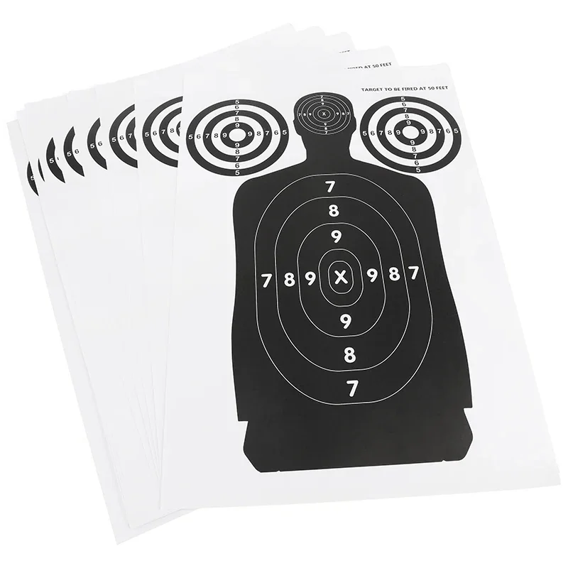 

10Pcs Archery Target Paper Human Body Shape Double Adhesive Paper Targets Reactive Splatter Shooting Training Accessories