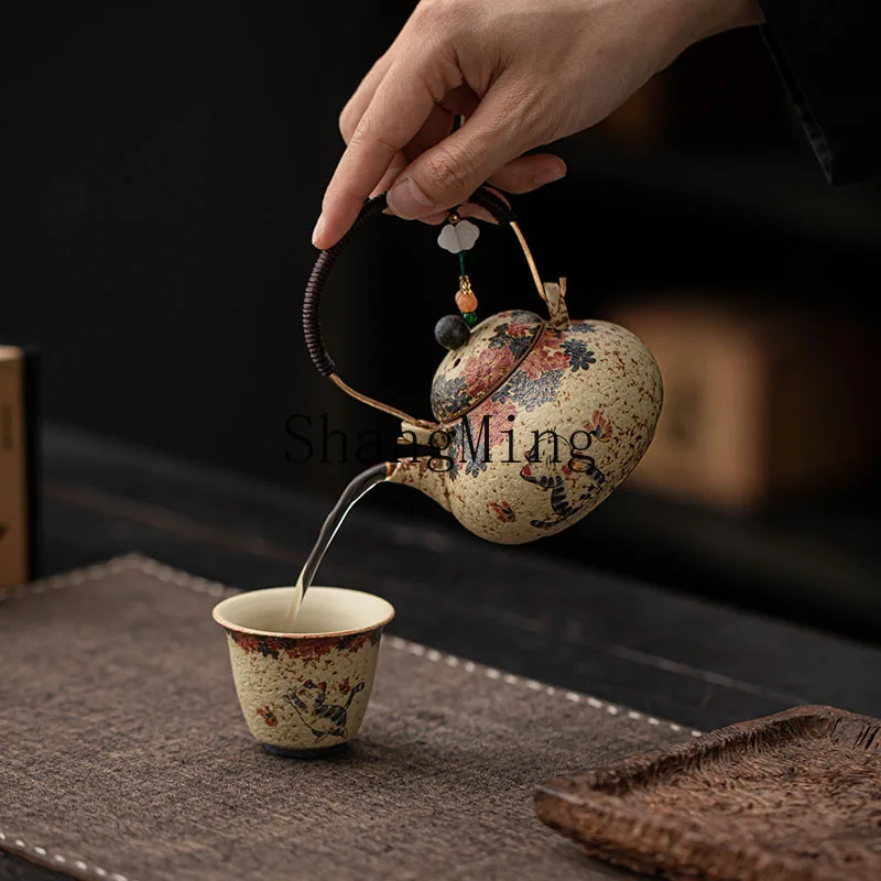 FG blue and white flint red kitten smells fragrant pear-shaped beam pot is not hot to make teapot ceramic teapot