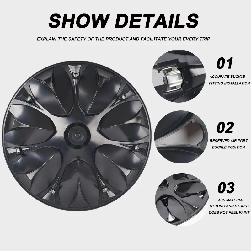 4PCS 19 Inch Hub Cap for Tesla Model Y 2018-2024 Performance Full Rim Cover Hubcap for Gemini Wheel Cap Wheel Parts Accessories