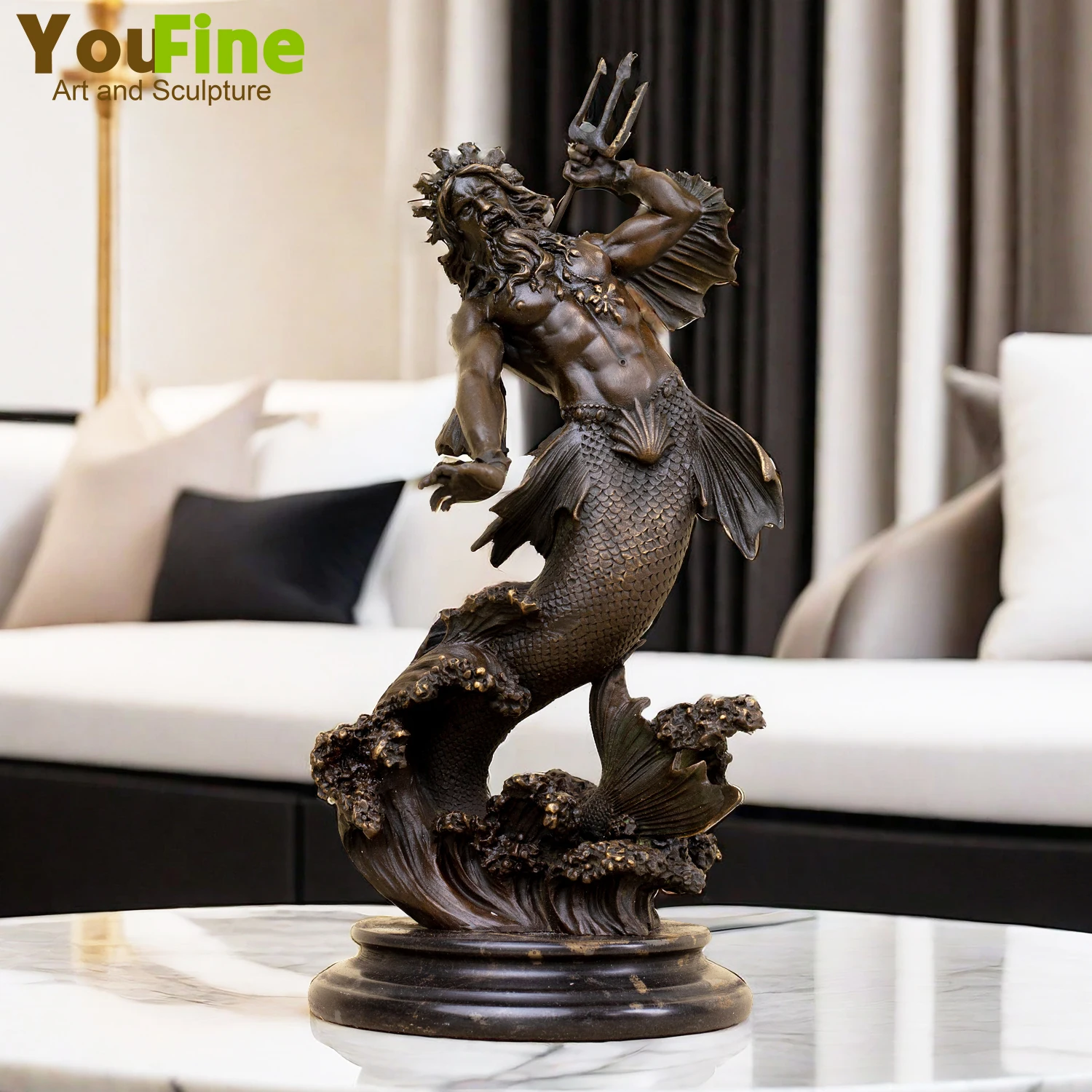 Bronze Poseidon Statue Mythology Neptune Bronze Poseidon Sculpture Ancient Greek God of the Sea Statue For Home Decor Ornament