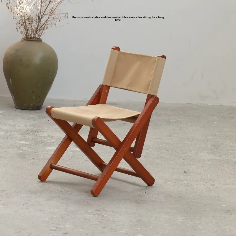 Foldable Mid Century Backrest Stool, Solid Wood Frame, Oxford Bottom Cloth, Multi Color Entryway Shoe Bench, Gift for Elder
