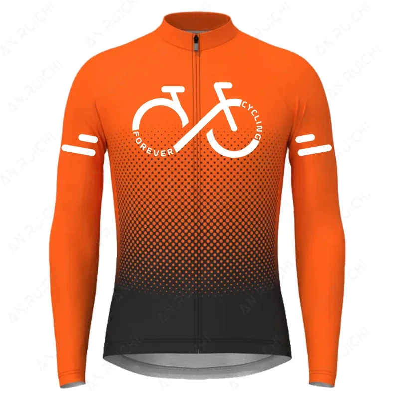 Gradient Color Series Cycling Jersey 2023 Summer Men\'s Long Sleeve Cycling Shirts MTB Bike Tops Quick-Dry Road Bicycle Clothing